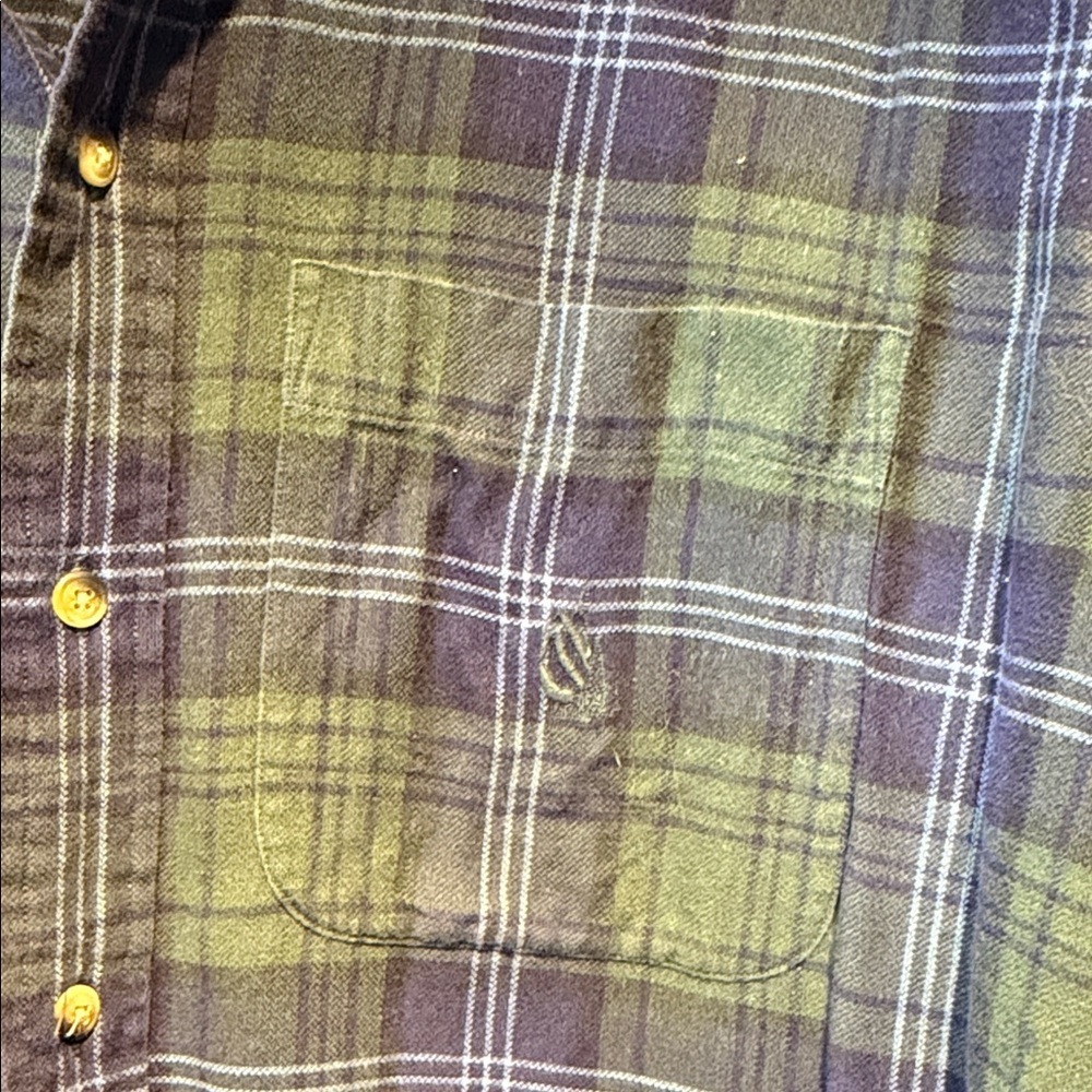 Vintage Nautica Men's Plaid Shirt - Blue and Green - Picture 3 of 6